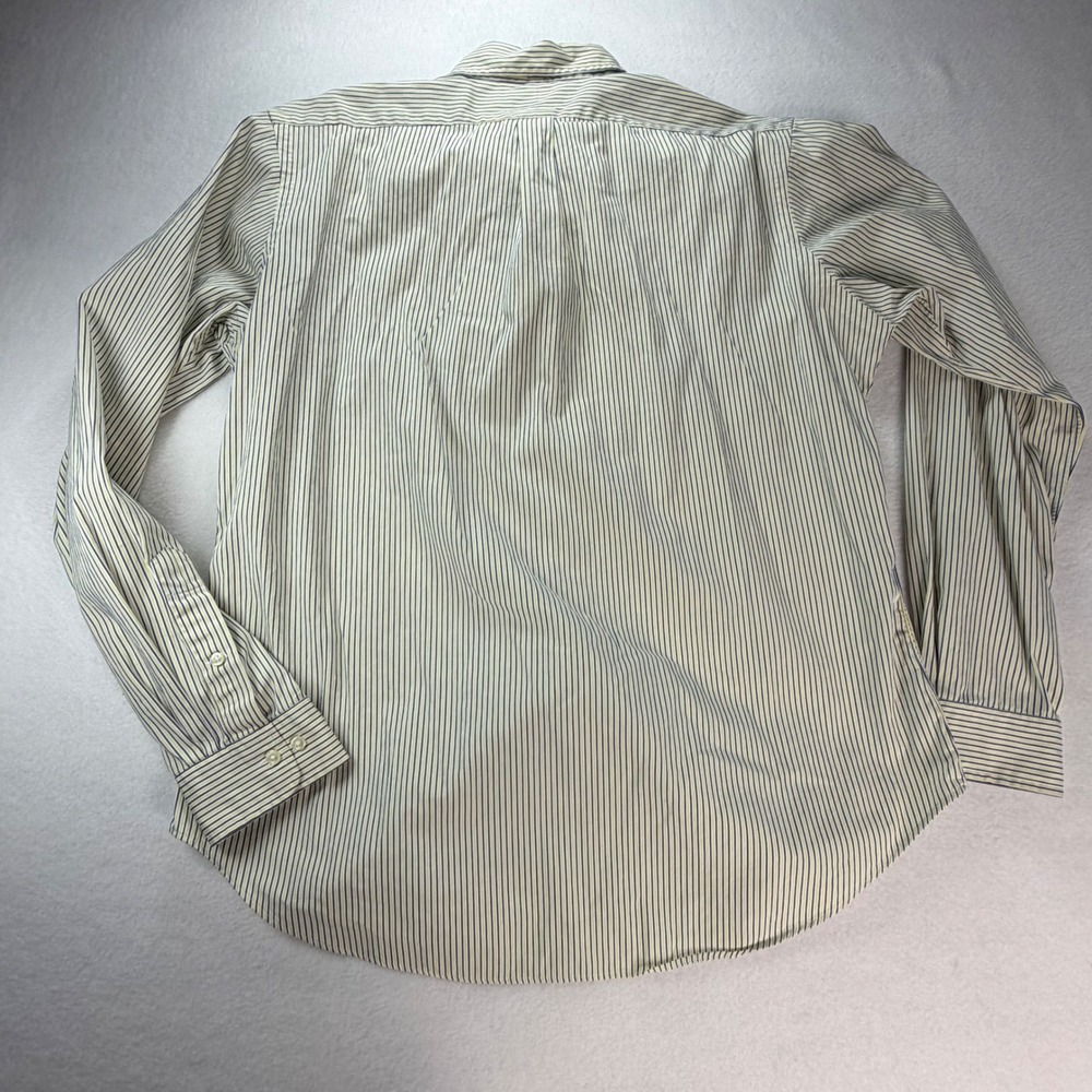 Ralph Lauren Classic Fit Striped Button Down Shirt Yellow Navy Blue Mens 16.5 - Picture 9 of 9